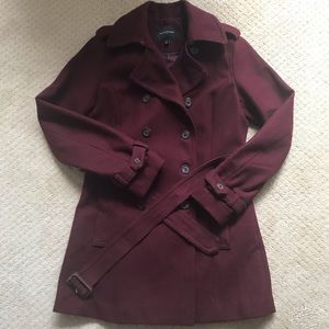 Maroon wool trench coat from Banana Republic, S